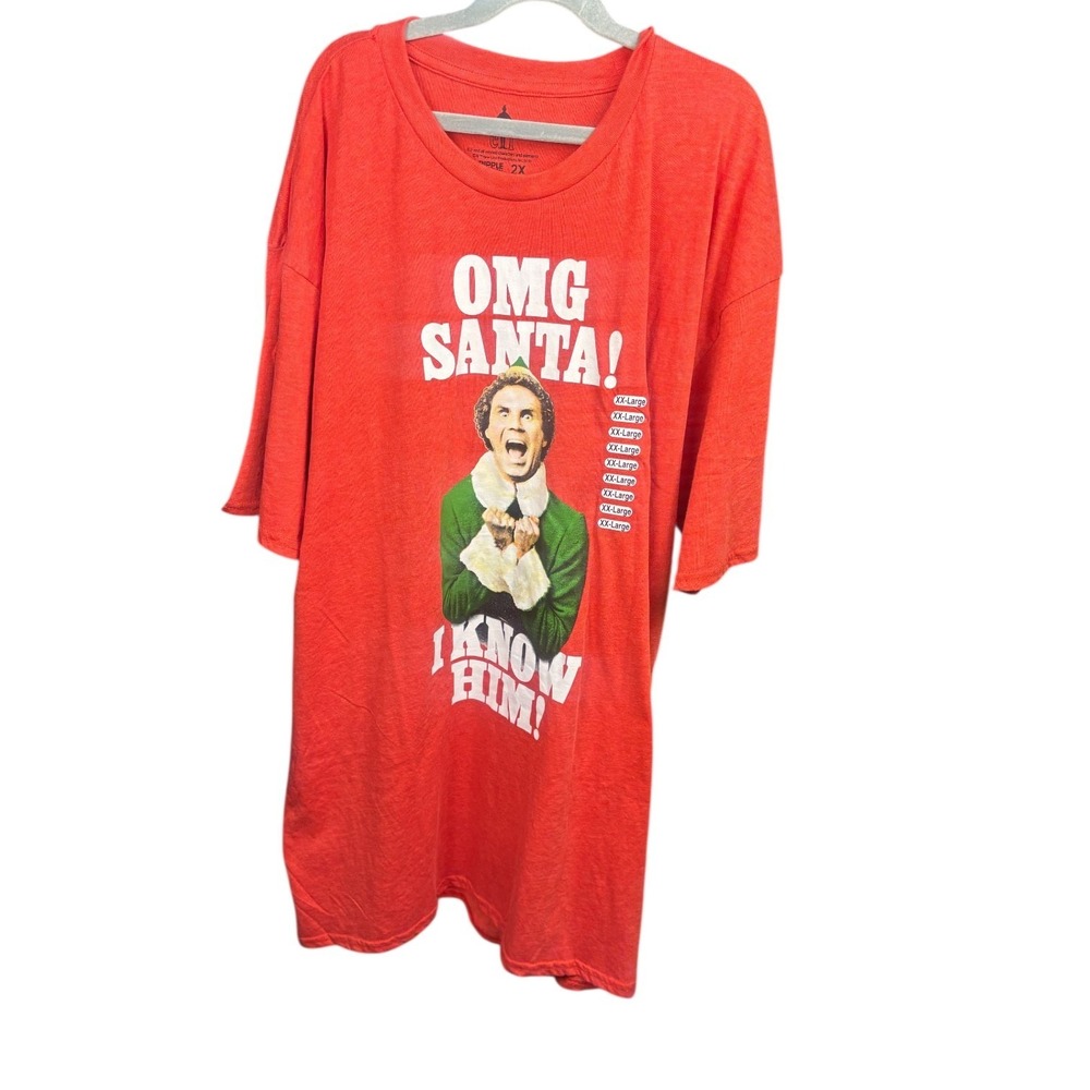 OMG Santa I Know Him Elf Christmas Red T-Shirt Mens 2XL Short Sleeve Holiday New